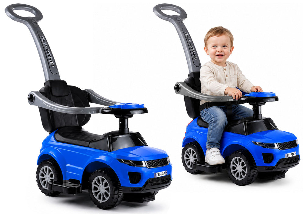 614W Toddlers Ride On Push Along with Parent Handle - Blue - attēls 1