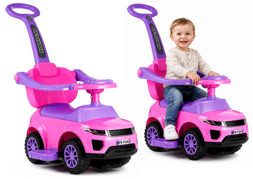 614W Toddlers Ride On Push Along with Parent Handle - Pink - image 1