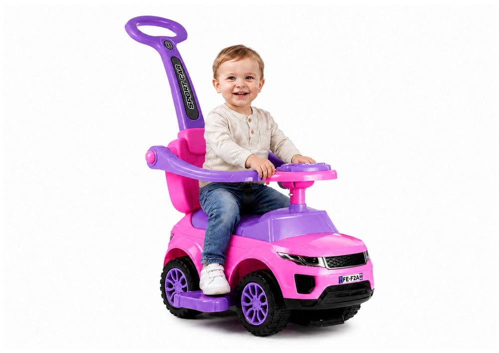 614W Toddlers Ride On Push Along with Parent Handle - Pink - image 3