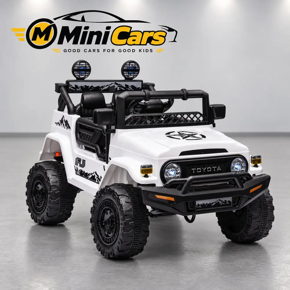 White Toyota FJ 4x4 children's electric ride-on car at MiniCars