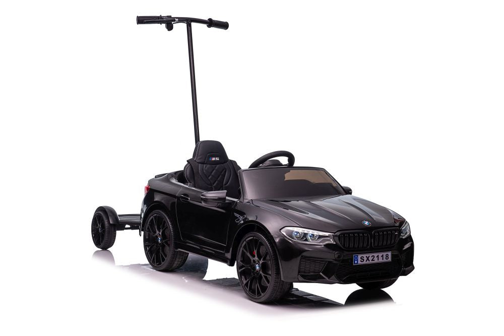 Battery-operated car BMW M5 with platform for parent, black lacquered - attēls 1