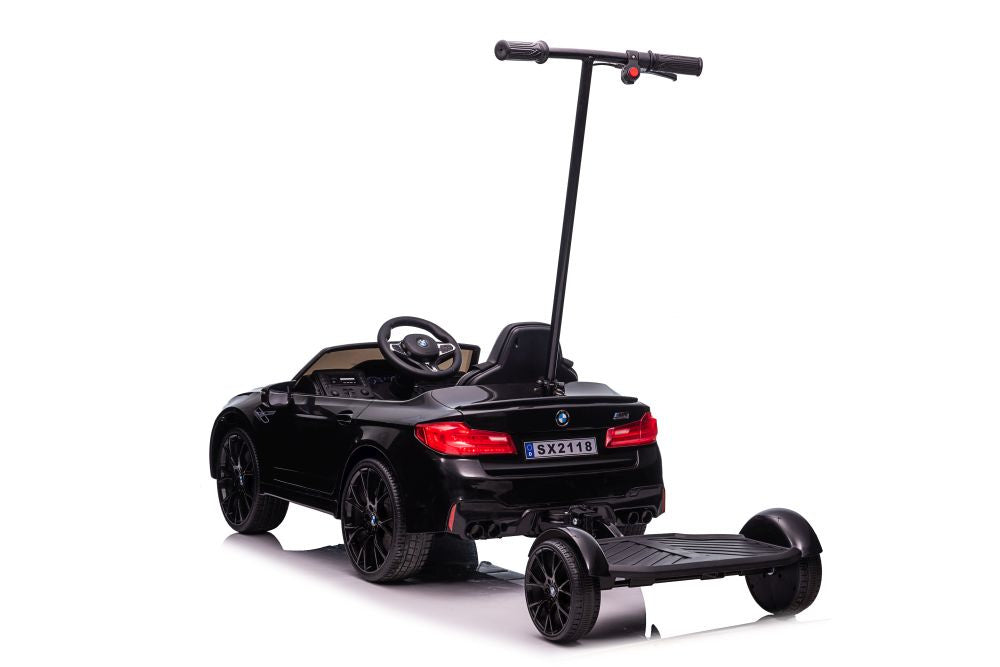 Battery-operated car BMW M5 with platform for parent, black lacquered - attēls 4