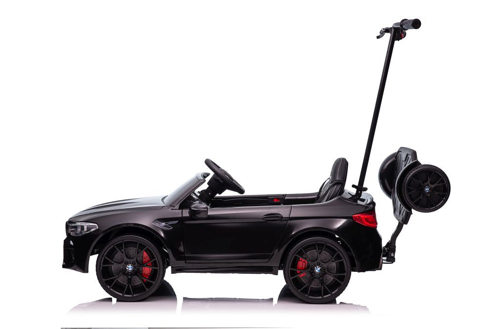 Battery-operated car BMW M5 with platform for parent, black lacquered - attēls 6