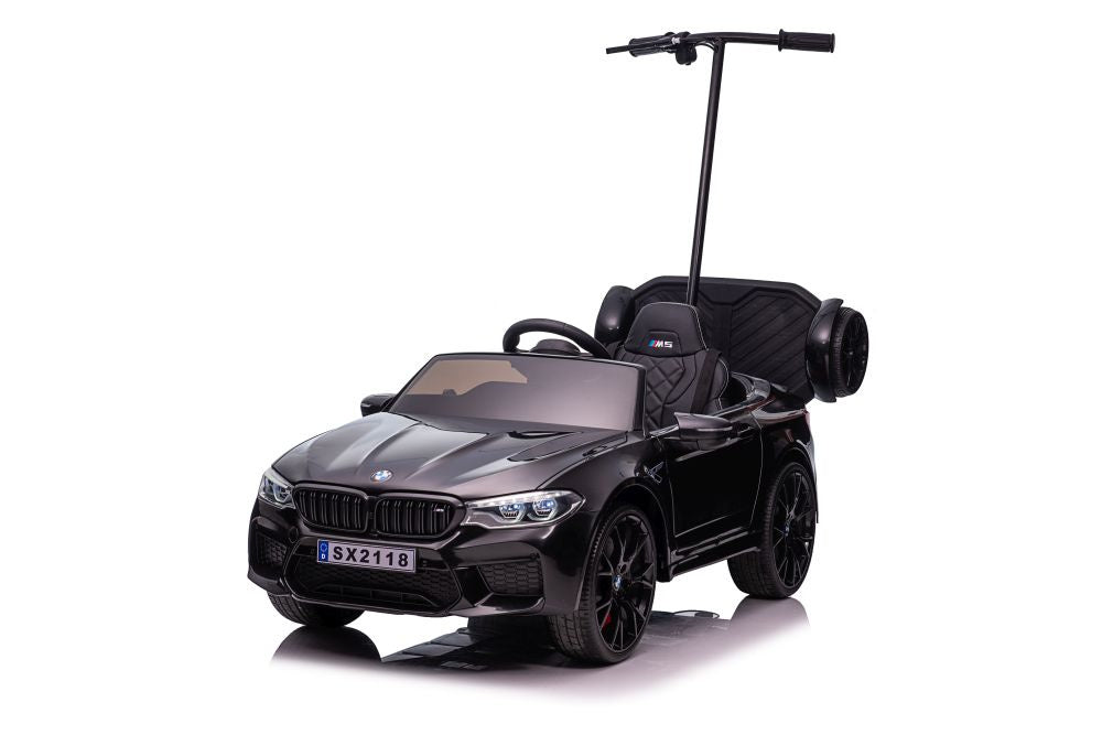 Battery-operated car BMW M5 with platform for parent, black lacquered - attēls 8