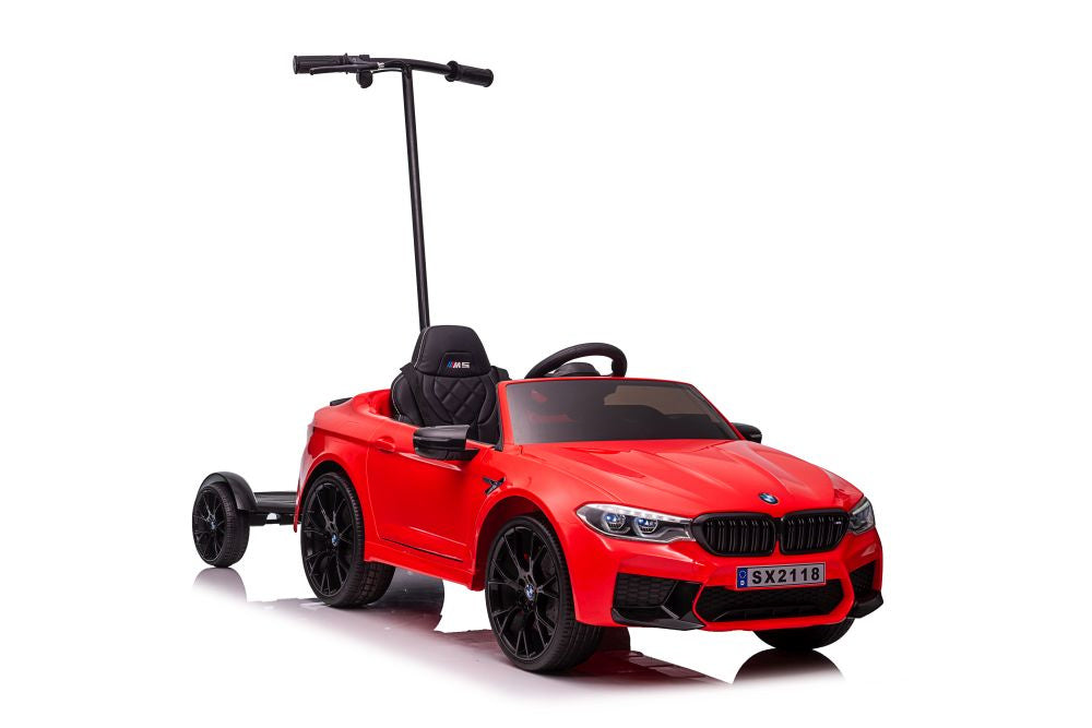 Battery-operated car BMW M5 with platform for parent, red, lacquered - attēls 1