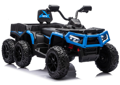 Battery-Operated Quad ATV 6 Wheels With Trailer JC606 24V 4x4 Blue - attēls 1