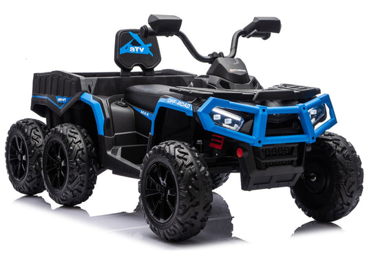 Battery-Operated Quad ATV 6 Wheels With Trailer JC606 24V 4x4 Blue - attēls 1