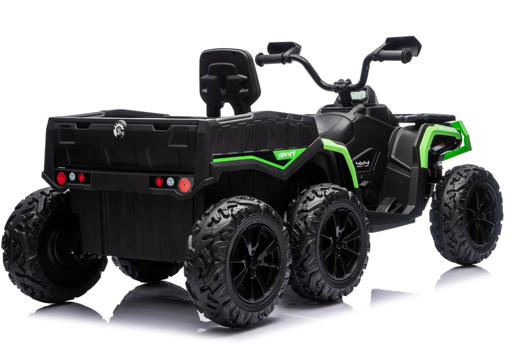 Battery-Operated Quad ATV 6 Wheels With Trailer JC606 24V 4x4 Green - attēls 4