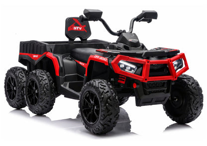Battery-Operated Quad ATV 6 Wheels With Trailer JC606 24V 4x4 Red - attēls 1