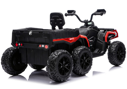 Battery-Operated Quad ATV 6 Wheels With Trailer JC606 24V 4x4 Red - attēls 4
