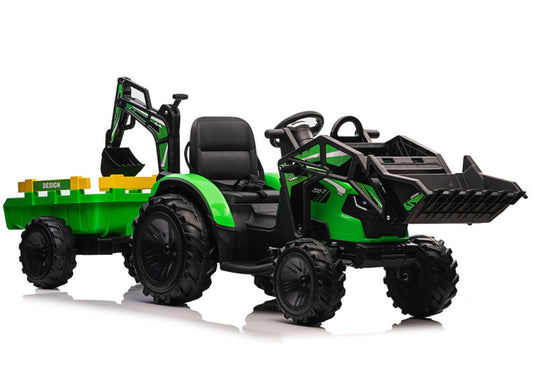Battery-powered excavator with trailer SX2068 Green - attēls 1