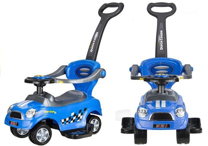 Coupe Car Manual Ride On with Parent Handle - Blue - attēls 1