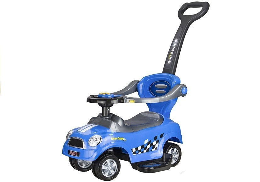 Coupe Car Manual Ride On with Parent Handle - Blue - attēls 3