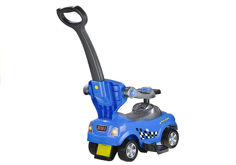 Coupe Car Manual Ride On with Parent Handle - Blue - attēls 4