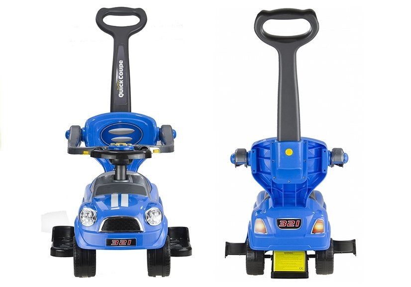 Coupe Car Manual Ride On with Parent Handle - Blue - attēls 5