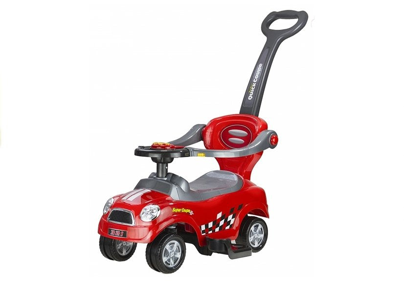 Coupe Car Manual Ride On with Parent Handle - Red - attēls 3