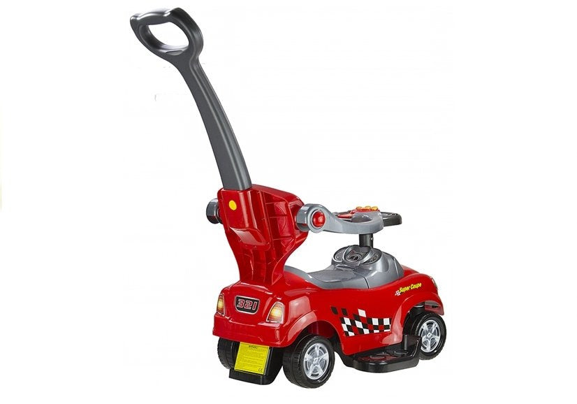 Coupe Car Manual Ride On with Parent Handle - Red - attēls 5