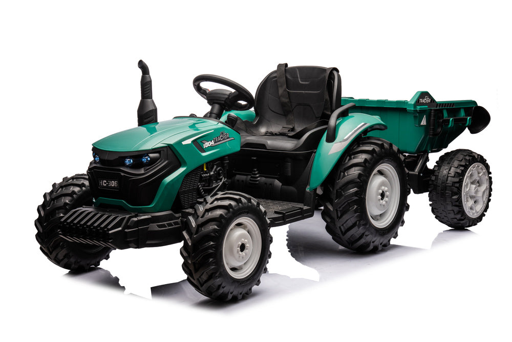HC-306 Battery Operated Tractor With Trailer Dark Green 24V - attēls 2