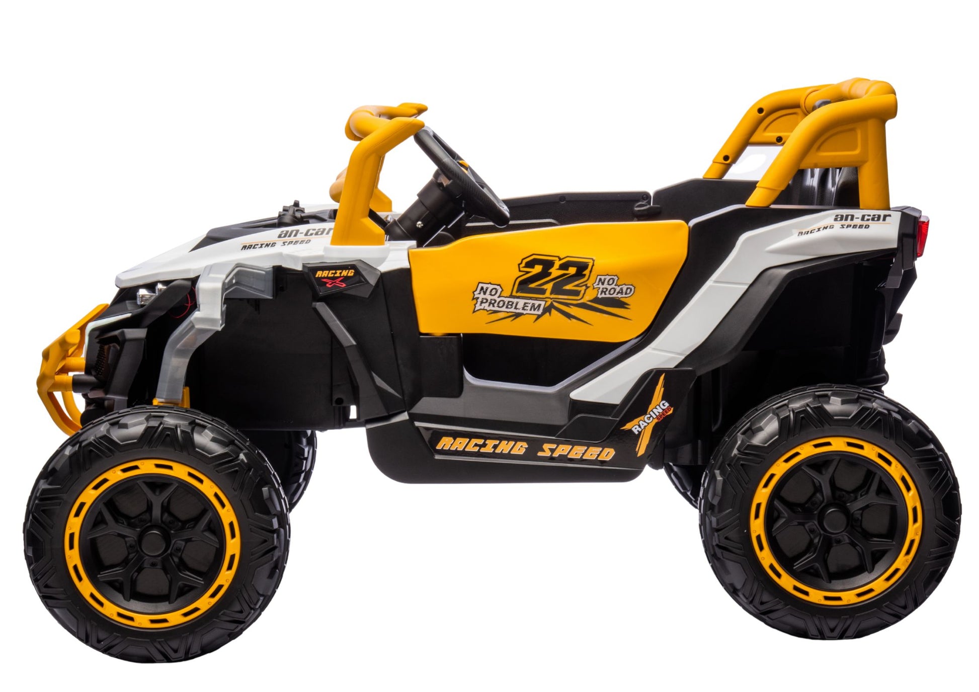 M1 White and Yellow Battery-Powered Vehicle 4x4 - attēls 8