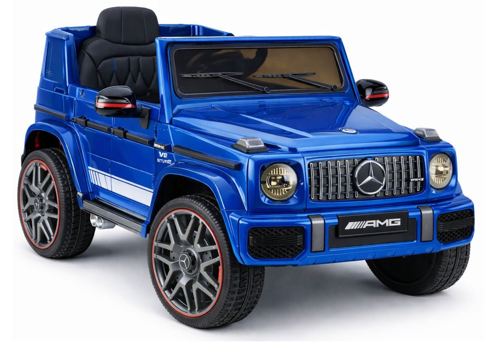 Mercedes AMG G 63 mėlynas dažytas vaikiškas elektromobilis - nuotrauka 1
