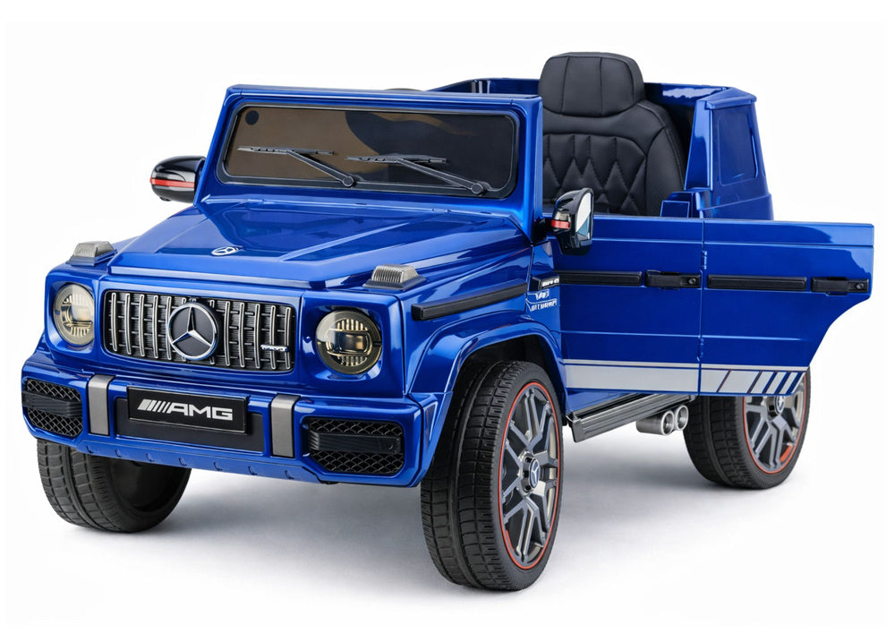 Mercedes AMG G 63 mėlynas dažytas vaikiškas elektromobilis - nuotrauka 3