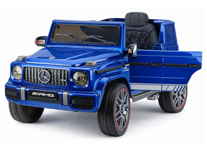Mercedes AMG G 63 mėlynas dažytas vaikiškas elektromobilis - nuotrauka 3