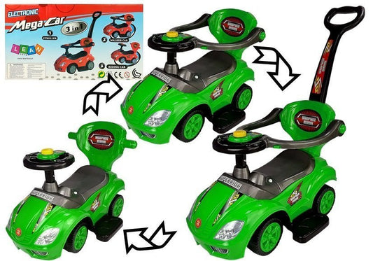 Toddlers Ride On Push Along with Parent Handle Mega Car 3in1 Green - attēls 1