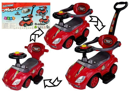 Toddlers Ride On Push Along su tėvų rankena Mega automobilis 3in1 raudonas - nuotrauka 1