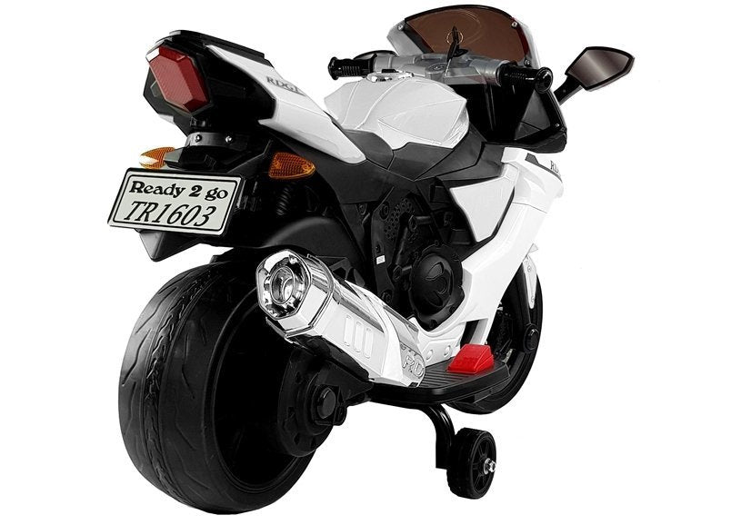 TR1603 vaikiškas elektrinis motociklas baltas - nuotrauka 4