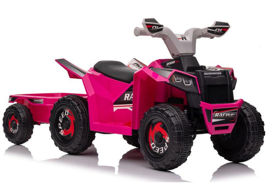 XMX630T Pink Battery Quad Bike With Trailer - pilt 1