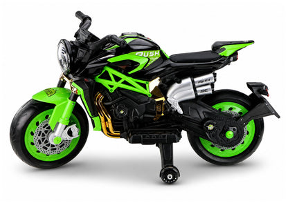 XW-07 Battery-Powered Motorbike with Illuminated LED Wheels Green - image 4